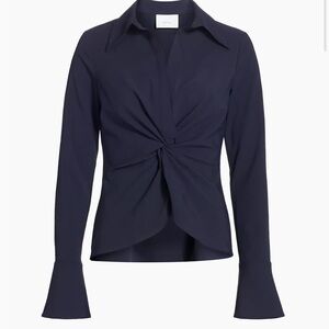 Cinq à Sept - McKenna Twist-Front Blouse XS Dark Blue